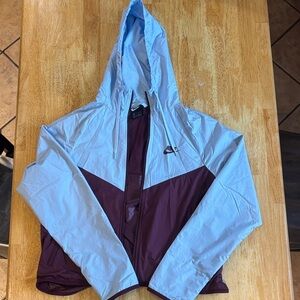 Nike Maroon and Light Blue Hooded Windbreaker Jacket